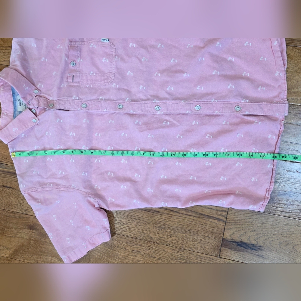 Vans Pink Tropical Themed 100% Cotton Short Sleeve Button Down Shirt w/Pocket - Picture 8 of 9